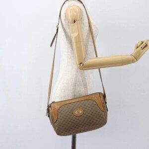 GUCCI Micro GG Supreme Shoulder Bag PVC Beige Gold